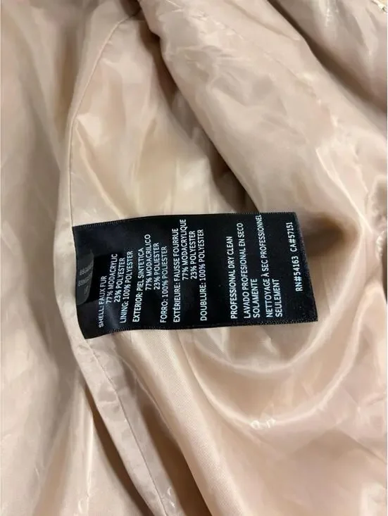 Ellen Tracy Golden Beige Faux Mink Fur Coat Chain Hanger Soft Chevron XL - Picture 6 of 8